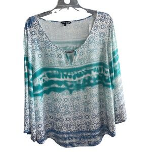 Unique Spectrum Plus Size 2X Women's Floral Tie Dye  Boho Resort Work Casual Top